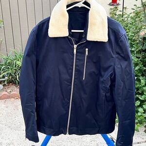 COS Navy Jacket with Shearling Collar
